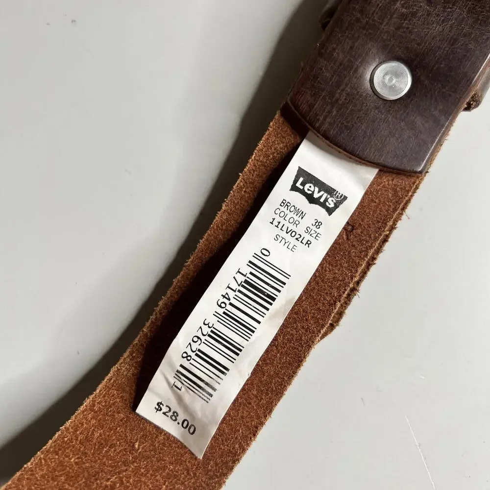 Levi's Leather Belt Mens‎ 38 Brown Silver Buckle Genuine Leather Casual Classic